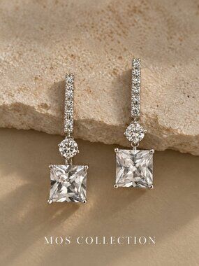 Princess Cut Crystal Drop Earrings MOS COLLECTION